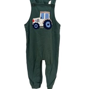 JoJo Maman Bebe Dark Green Overalls with Tractor Patch